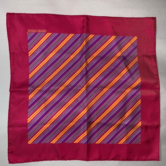 authentic HERMÈS 100% silk pink STRIPED gavroche - Picture 5 of 5